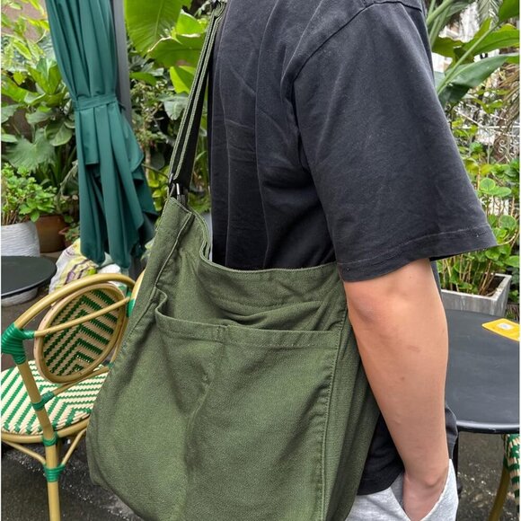 Canvas Hobo Crossbody Shoulder Tote Bag for Men Women Casual Travel Work - Picture 2 of 6